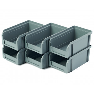 Пластиковый ящик Стелла-техник V-1-К6-серый , 180х200х140мм, комплект 6 штук