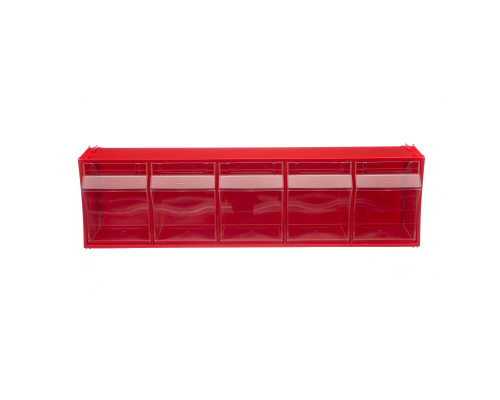Короб откидной Стелла-техник F-600-5 , 600х140х168мм, 5 ячеек, красный, прозрачный