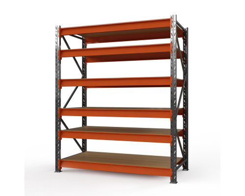 Стеллаж металлический Оптима, 3500x1530x785 мм. Ярусы: 6 шт. фанера