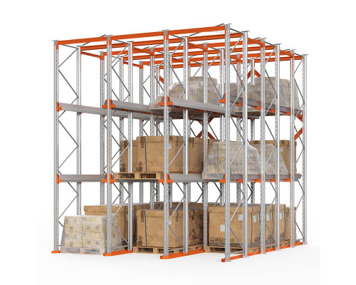 Стеллаж набивной паллетный (6000х4540х6000 мм), 3 линии, 3 яруса