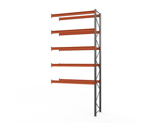 Секция приставная стеллажа металлического паллетного (6000х2700х1100 мм), 5 ярусов