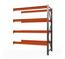 Секция приставная стеллажа металлического Оптима, 3000x2500x785 мм. Ярусы: 4 шт. без настила