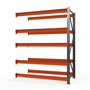 Секция приставная стеллажа металлического Оптима, 3500x2500x785 мм. Ярусы: 6 шт. без настила