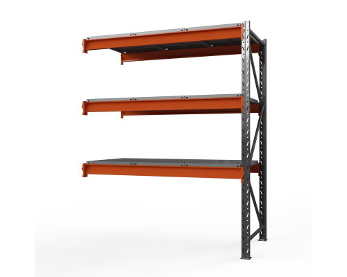 Секция приставная стеллажа металлического Оптима, 2000x2500x600 мм. Ярусы: 3 шт. метал.