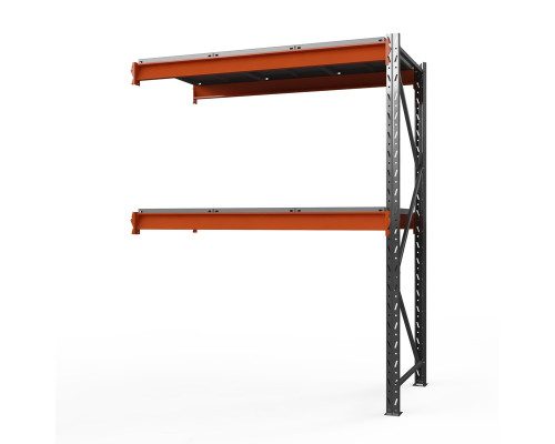 Секция приставная стеллажа металлического Оптима, 2000x2500x785 мм. Ярусы: 2 шт. метал.