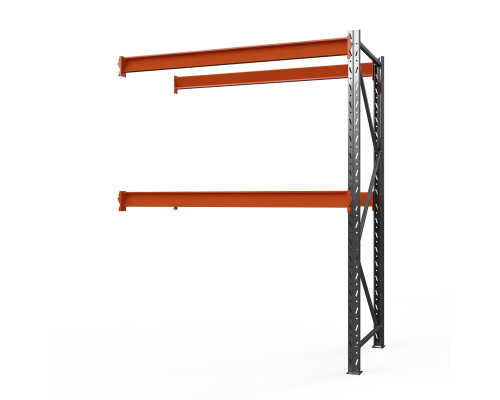 Секция приставная стеллажа металлического Оптима, 2000x1530x785 мм. Ярусы: 2 шт. без настила