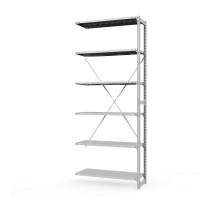 Секция приставная стеллажа металлического ТСУ Универсал, 3000x1060x500 мм. Полки: метал. перф.  6 шт.