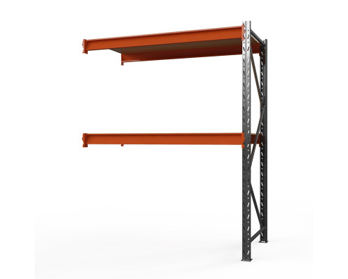 Секция приставная стеллажа металлического Оптима, 2000x1530x785 мм. Ярусы: 2 шт. фанера