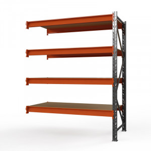 Секция приставная стеллажа металлического Оптима, 2500x2500x785 мм. Ярусы: 5 шт. фанера