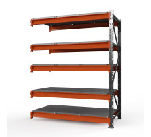 Секция приставная стеллажа металлического Оптима, 4000x1250x785 мм. Ярусы: 5 шт. метал.