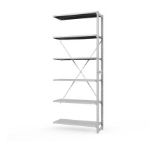 Секция приставная стеллажа металлического ТСУ Универсал, 3000x760x800 мм. Полки: метал. усил. 6 шт.