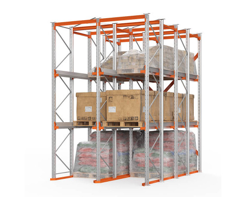 Стеллаж набивной паллетный (4500х3060х4000 мм), 2 линии, 3 яруса