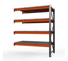 Секция приставная стеллажа металлического Оптима, 3500x1250x785 мм. Ярусы: 4 шт. метал.