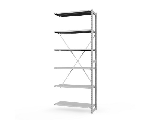 Секция приставная стеллажа металлического ТСУ Универсал, 3000x760x800 мм. Полки: метал. 6 шт.