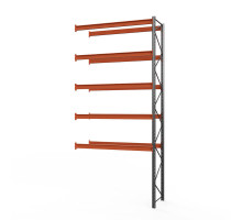 Секция приставная стеллажа металлического паллетного (6000х1800х1100 мм), 5 ярусов