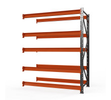 Секция приставная стеллажа металлического Оптима, 3500x2500x785 мм. Ярусы: 5 шт. без настила